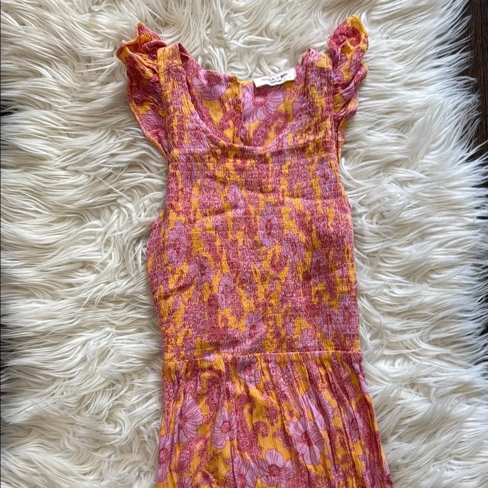 Floral Pink and Yellow Maxi Dress
